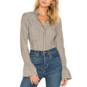 frame striped bell sleeve blouse